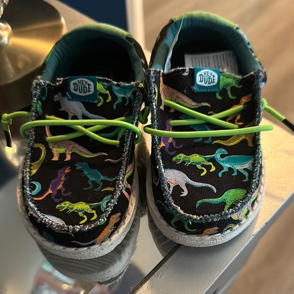 Hey Dude Kids Dinosaur Print Shoes - Black and Green